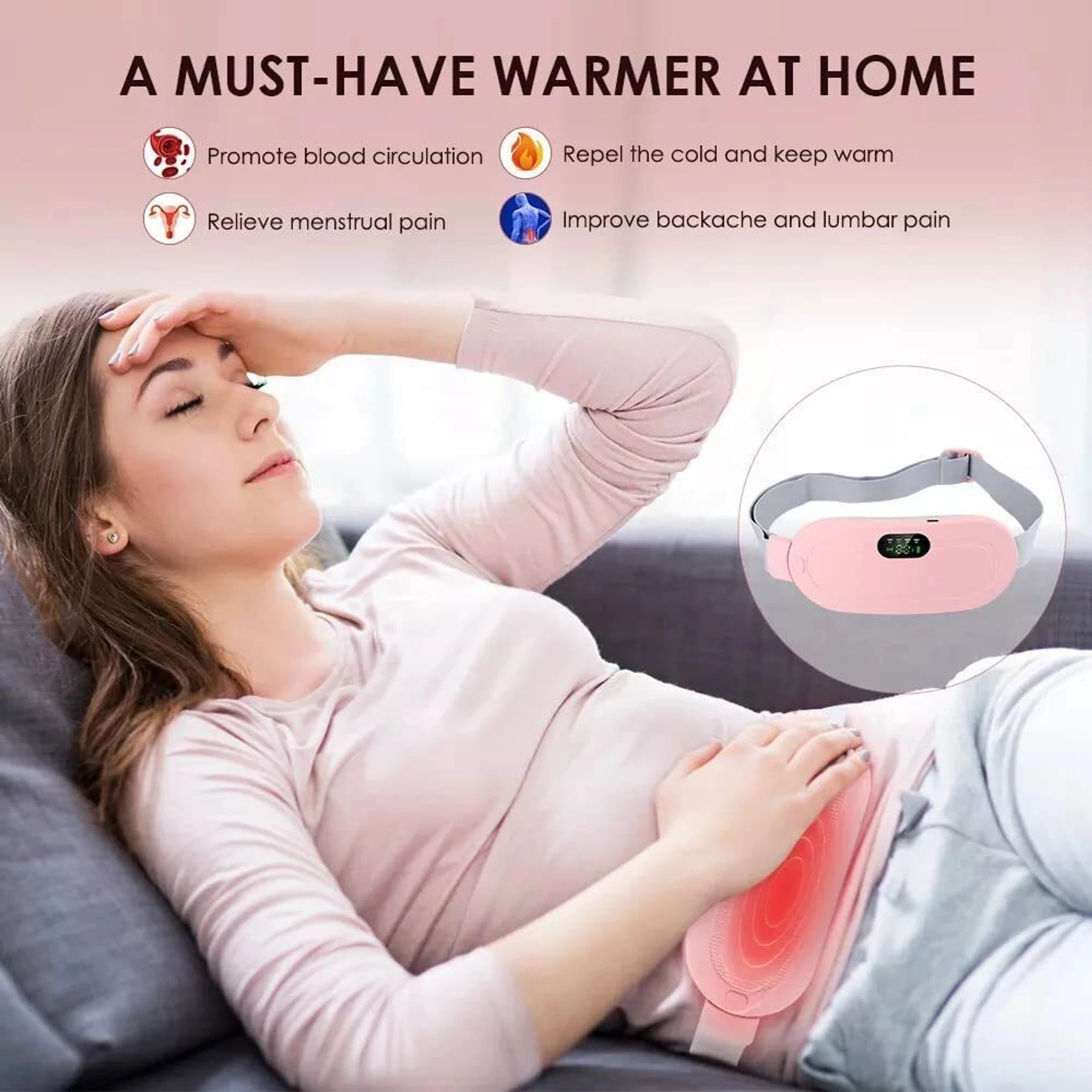 Menstrual Cramp Relief Belt – Rechargeable Heating Pad