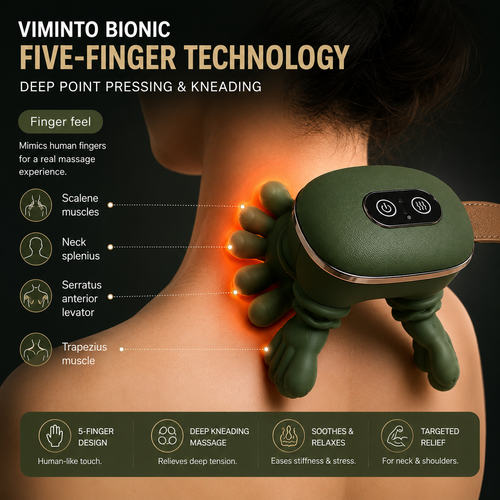 Neck & Shoulder Massager – Rechargeable Kneading with Heat Therapy