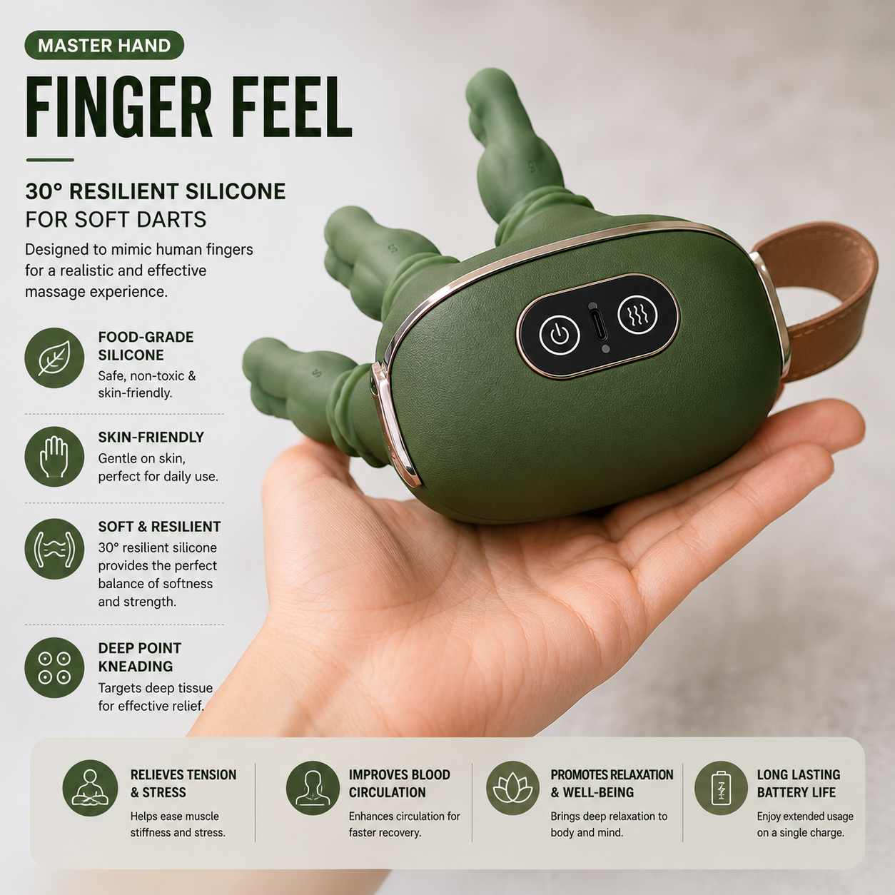 Neck & Shoulder Massager – Rechargeable Kneading with Heat Therapy