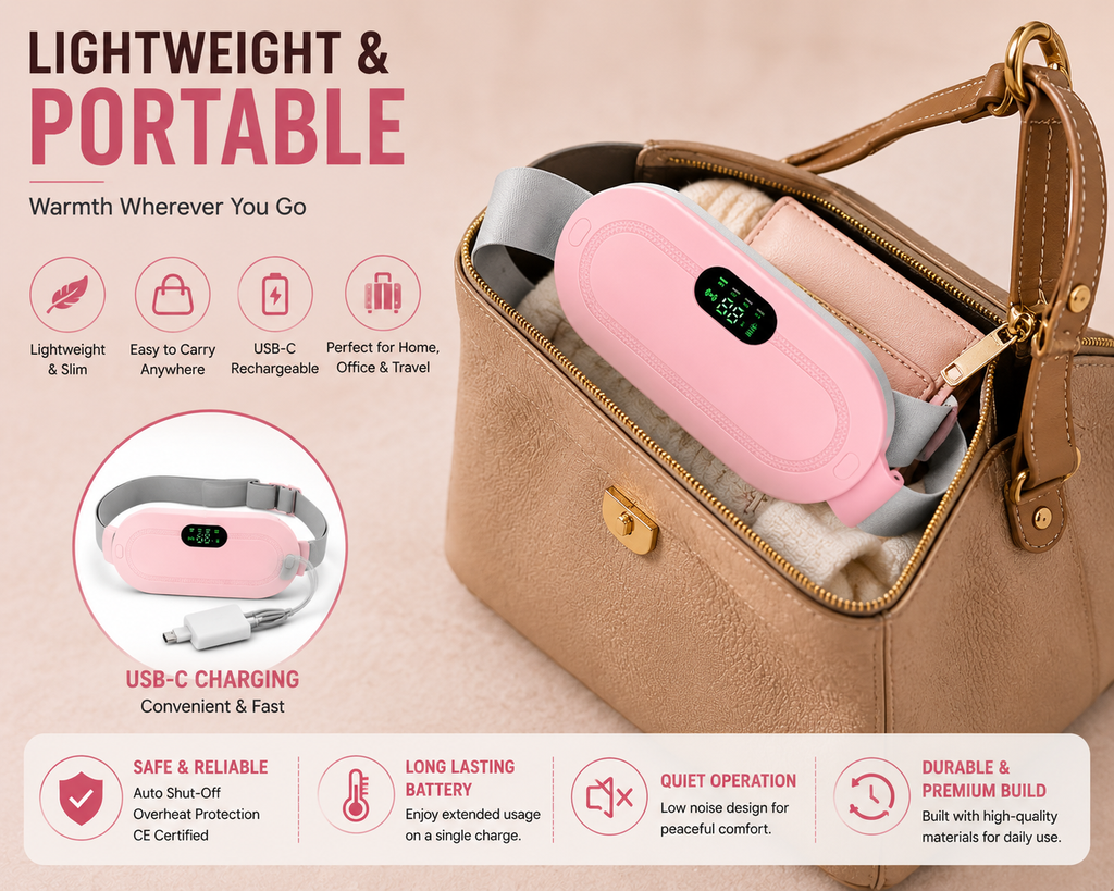 Menstrual Cramp Relief Belt – Rechargeable Heating Pad