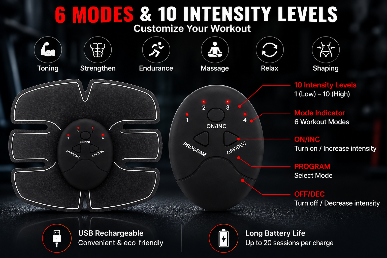 Wireless ABS Stimulator – EMS Muscle Toning Belt for Abs