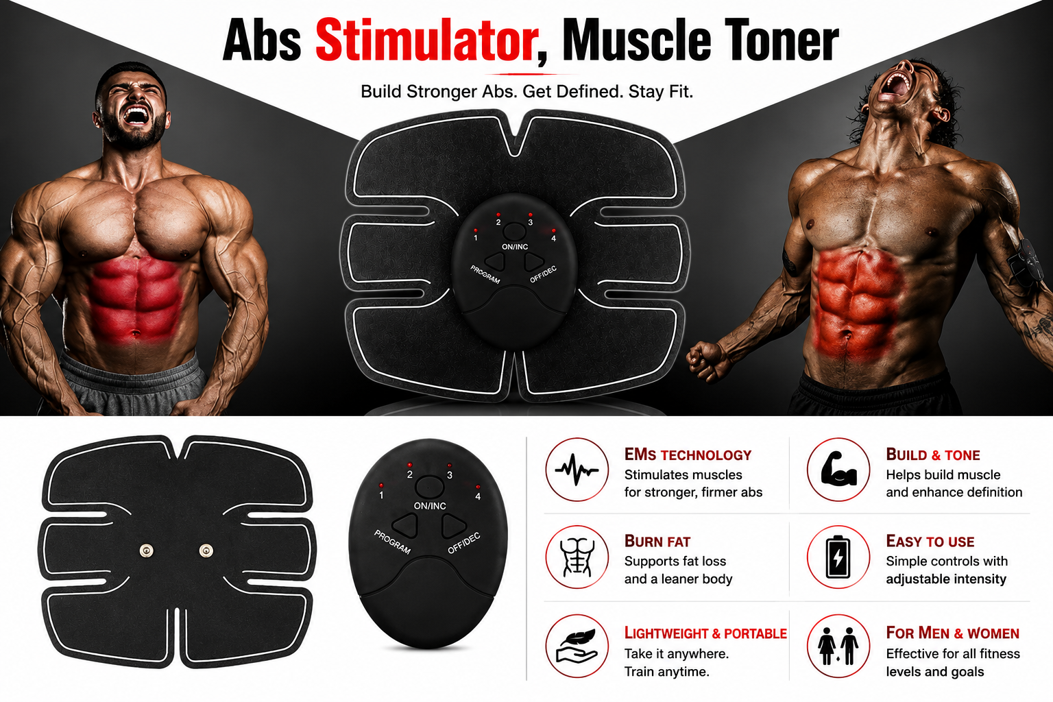 Wireless ABS Stimulator – EMS Muscle Toning Belt for Abs