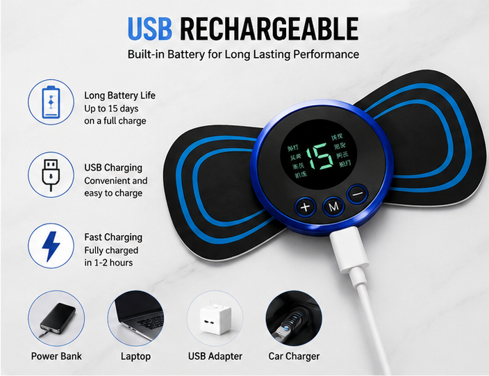 Portable Neck Massager – USB Rechargeable EMS