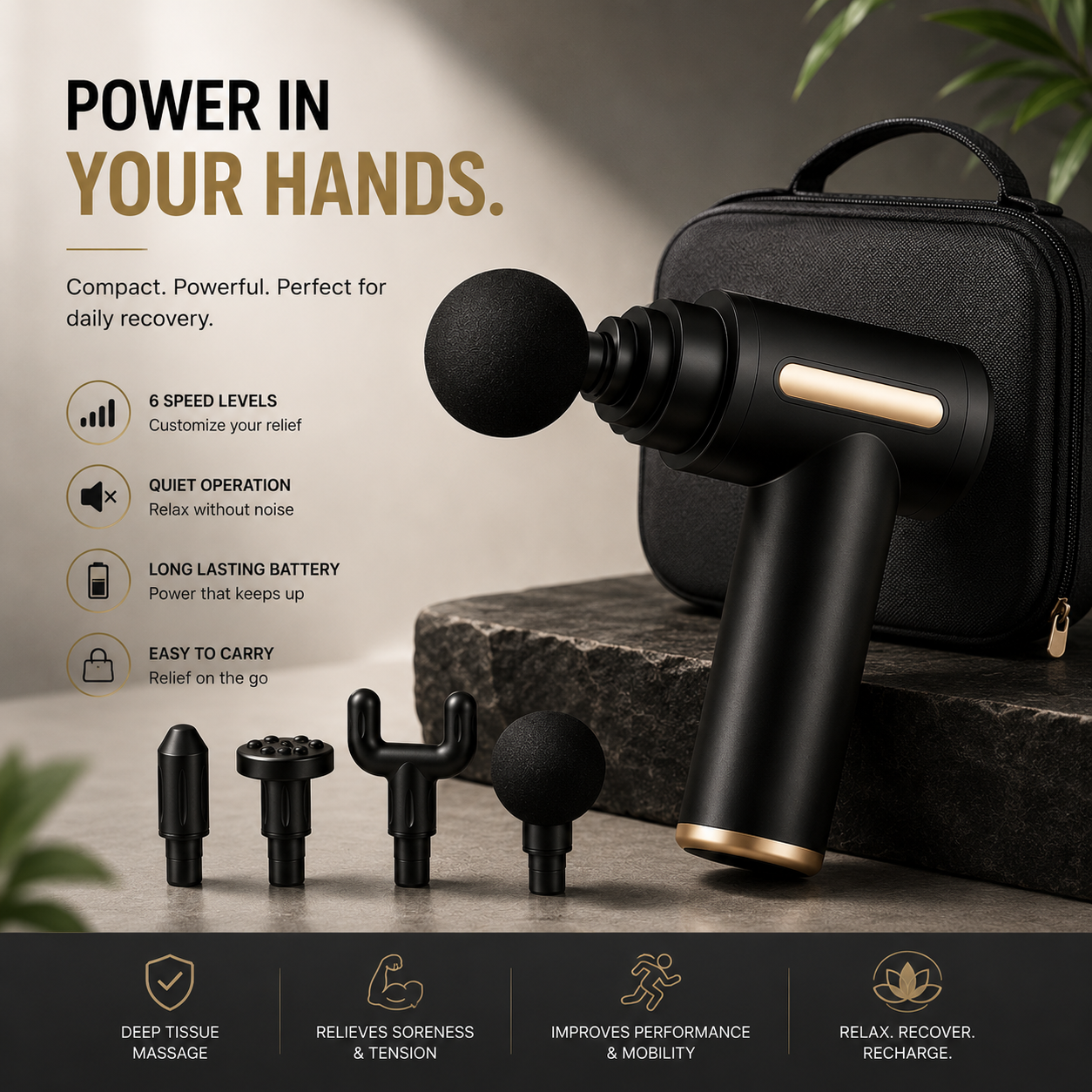 Deep Tissue Massager – Cordless for Muscle Pain Relief