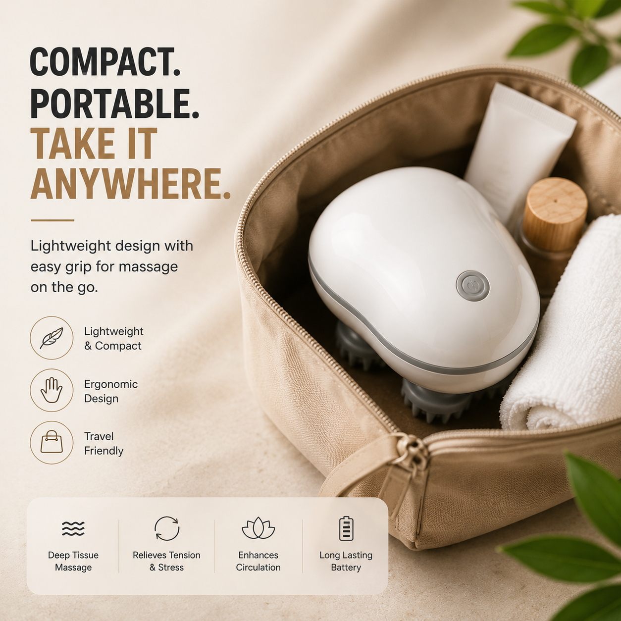 Electric Scalp Massager – Portable USB Rechargeable with 4 Heads